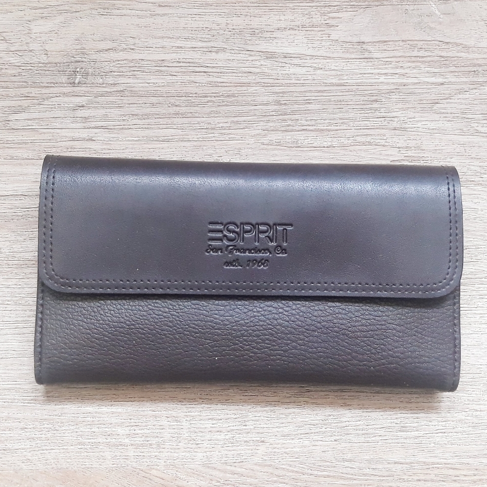 Esprit Pebbled Brown Faux Leather Wallet Billfold - Picture 14 of 14